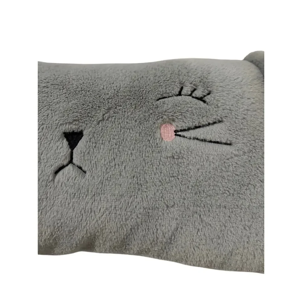 Grey soft adorable small body pillow with floppy wide set ears in grey like new